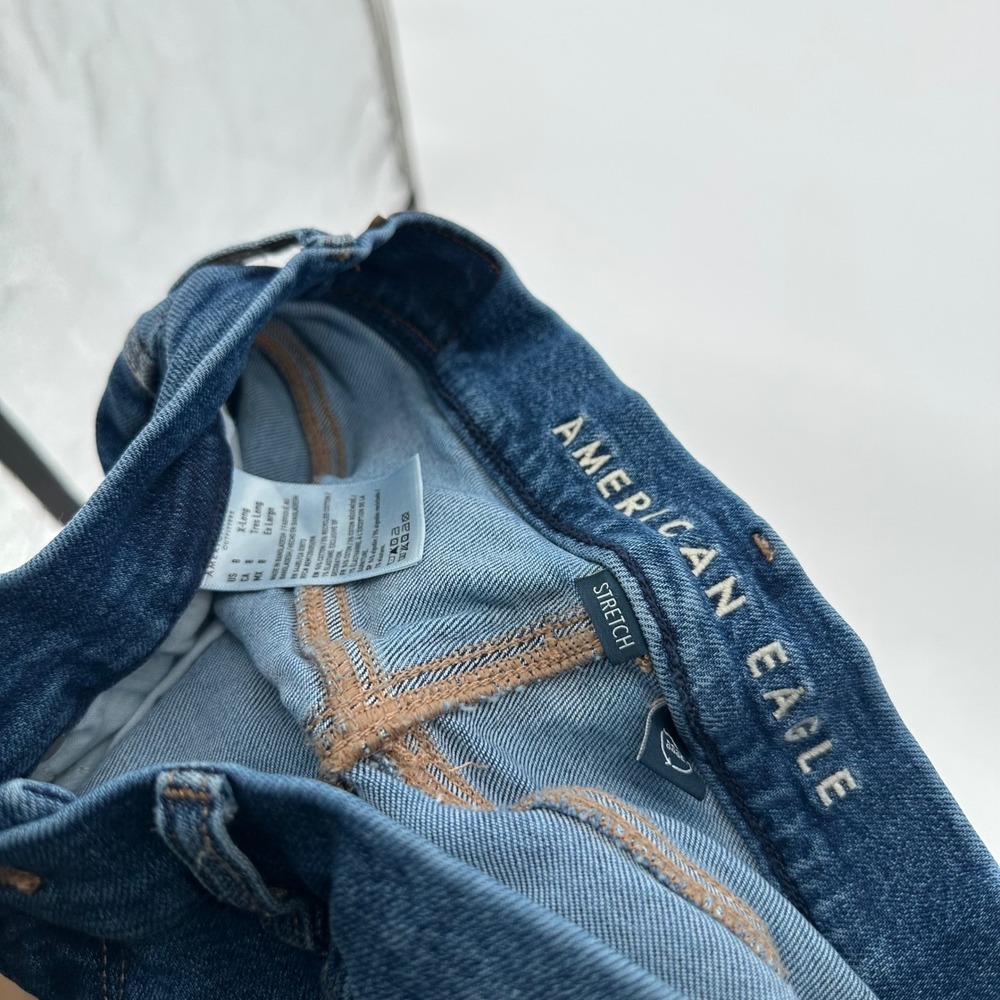 American Eagle Curvy Super High Rise Baggy Straight Denim Blue Jeans Women's 8 L - Picture 5 of 6